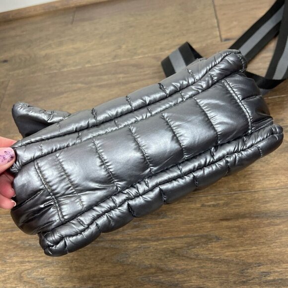 THINK ROYLN The Bar Bag with Crossbody Strap Metallic Gray NWOT - Picture 5 of 10